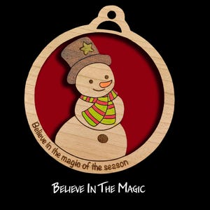 Layered Wood Snowman Christmas ornament