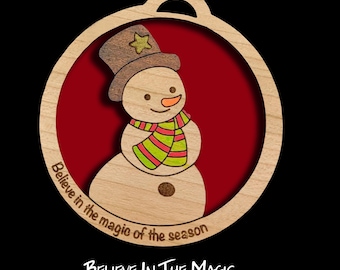 Layered Wood Snowman Christmas ornament
