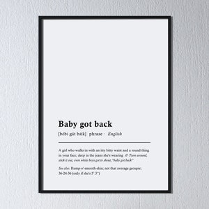 Definition wall art · baby got back · 90s art print