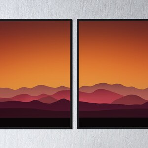 Kenya mountains at sunset wall art · minimalist mountain artwork · art print
