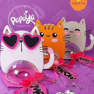 Set of 3 kittens DIGITAL FILES Candy Holder/ Dome size 8cm/ Open and close system