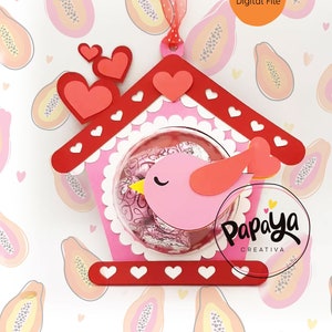 Digitale Bonboniere „House Bird“ / Kuppelgröße 8 cm *gestrichelte Linien zum Öffnen für Süßigkeiten*