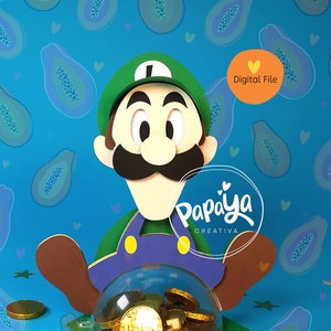 Porta-doces Luigi com arquivo cortado / Tamanho cúpula 8cm / Sistema de abertura e fechamento em formato de flor