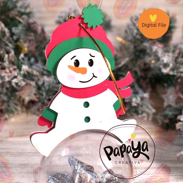 Cut File Snowman Christmas Ball/ Candy holder/ Ball Size 8cm