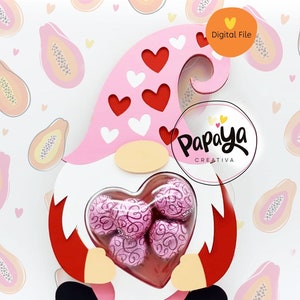 Porta-doces Gnome Valentine (CORAÇÃO) Tamanho cúpula 8cm