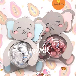 Cut File Elephants Set Candy holder/ Dome size 8cm/ Baby Boy Baby Girl