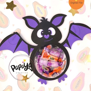 Wytnij plik Uroczy pojemnik na cukierki w kształcie nietoperza / Rozmiar kopuły 8 cm / Impreza tematyczna na Halloween