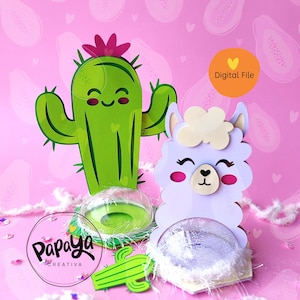 Set Llama Cactus DIGITAAL BESTAND Snoephouder / koepelformaat 8 cm / bloem open en sluit systeem
