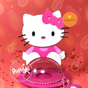 Cute Kitty DIGITAL FILE Candy holder/ dome size 8cm/ open and close system