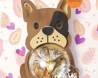 Boston Terrier DIGITAL FILE Candy Holder/ Dome size 8cm *dashed lines to open for sweets*