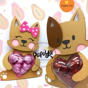 Puppies Love DIGITAL FILE Candy holder / Heart size 8cm *dashed lines to open for sweets*