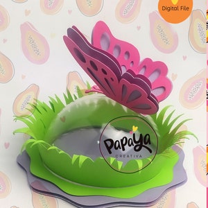 Porte-bonbons papillon FICHIER NUMÉRIQUE / Taille du dôme 8 cm *lignes pointillées pour ouvrir les bonbons*