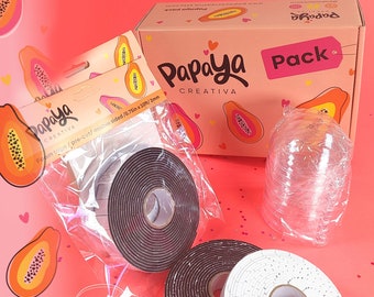 Papaya Pack SUPPLIES/ 5 Balls & 4 Foam tape