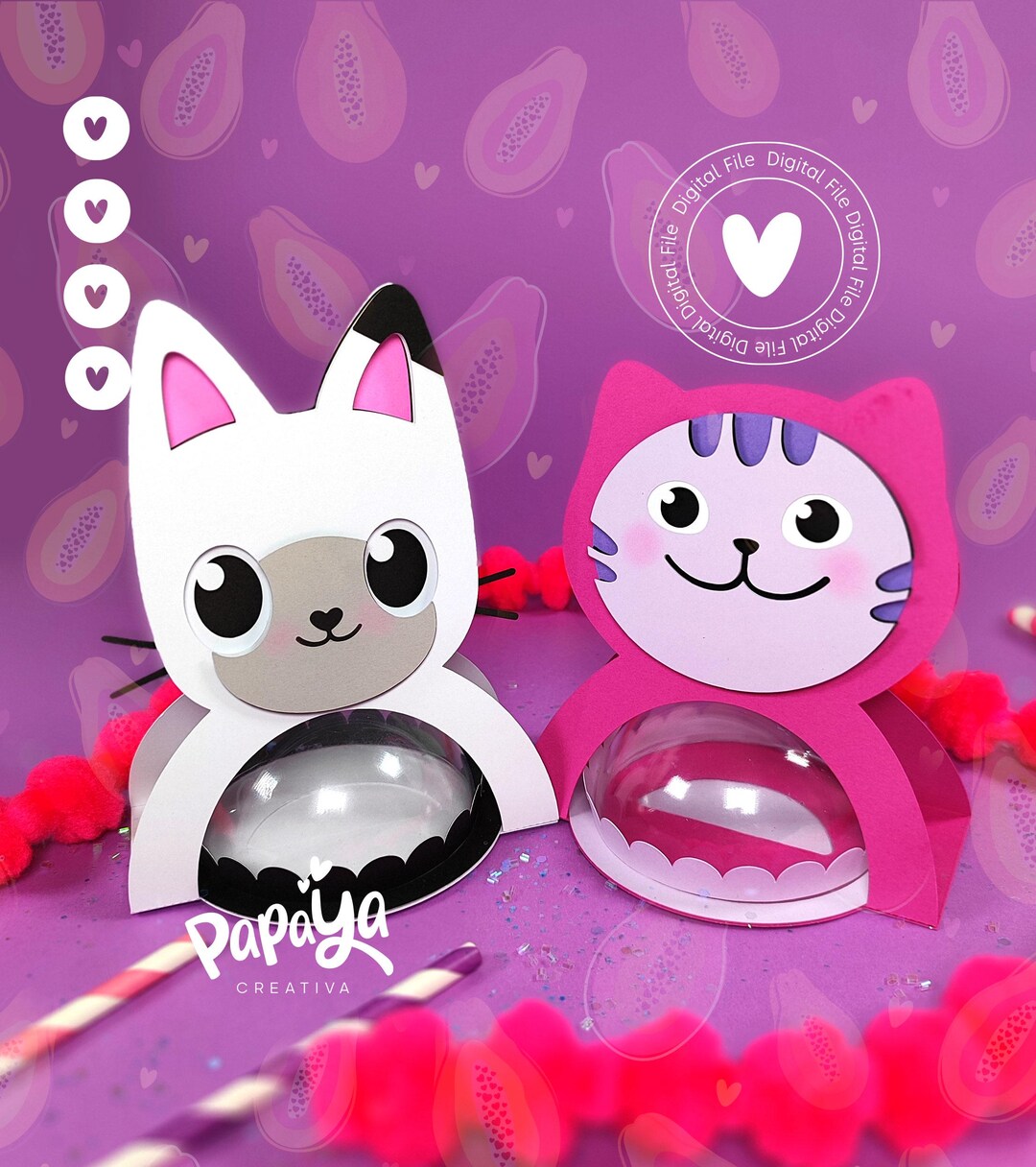 Cut File Gabby Kittens Holder / Dome Size 8cm *open and Close System