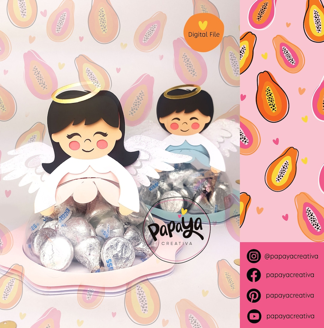 8cm Line Little Set Angels DIGITAL FILE Candy Holder / Dome Size 8cm *dashed ...