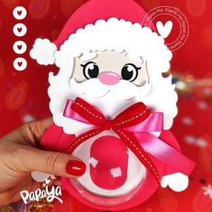 Porte-bonbons Adorable Père Noël *Système d'ouverture/fermeture facile* (Dôme 8 cm)