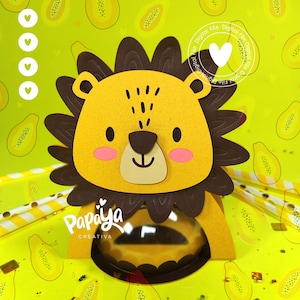 Porta-doces Lion com arquivo de corte *Sistema de abertura/fechamento fácil* (cúpula de 8 cm)