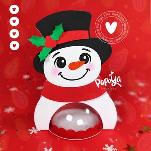 Sneeuwpop DIGITAAL BESTAND Snoephouder *Eenvoudig open/sluitsysteem* (Koepel 8 cm)