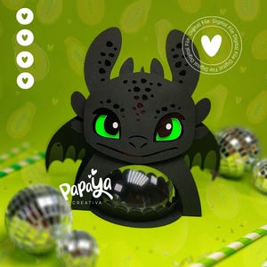 Adorable Black Dragon DIGITAL FILE Candy Holder / Dome Size 8cm*/ Open and close system