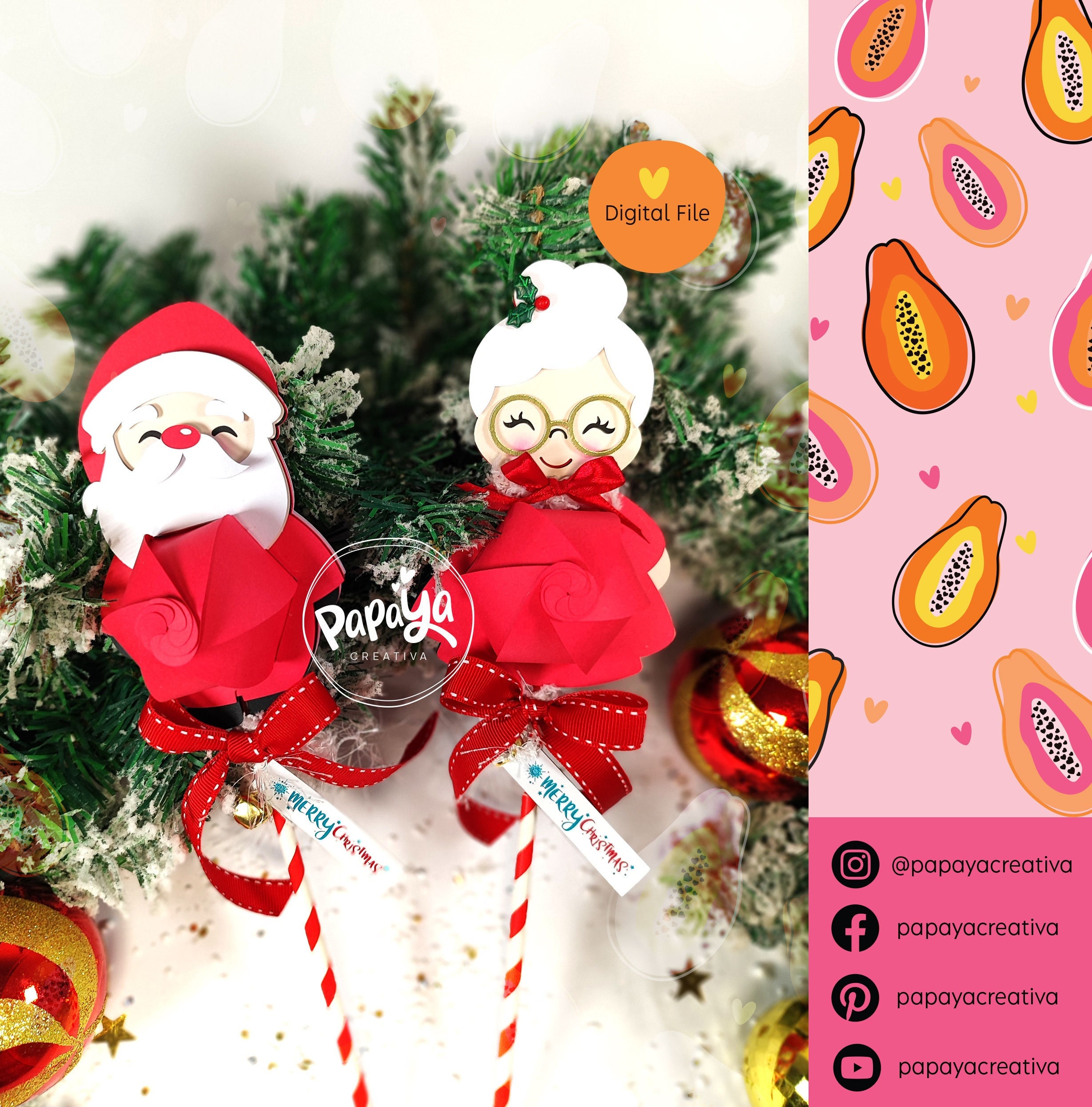 Set Xmas Santa & Mrs Claus Candy Holder (digital File) SVG/ STUDIO