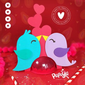 Portacaramelle Love Birds DIGITAL FILE *Sistema di apertura/chiusura facile* (Cupola 8 cm)