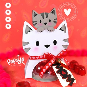 Porte-bonbons Cut File Kitty Mom *Système d'ouverture/fermeture facile* (Dôme 8 cm)