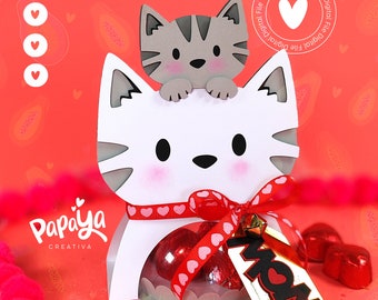 Cut File Kitty Mom Candy Holder *Easy open/close system* (Dome 8cm)