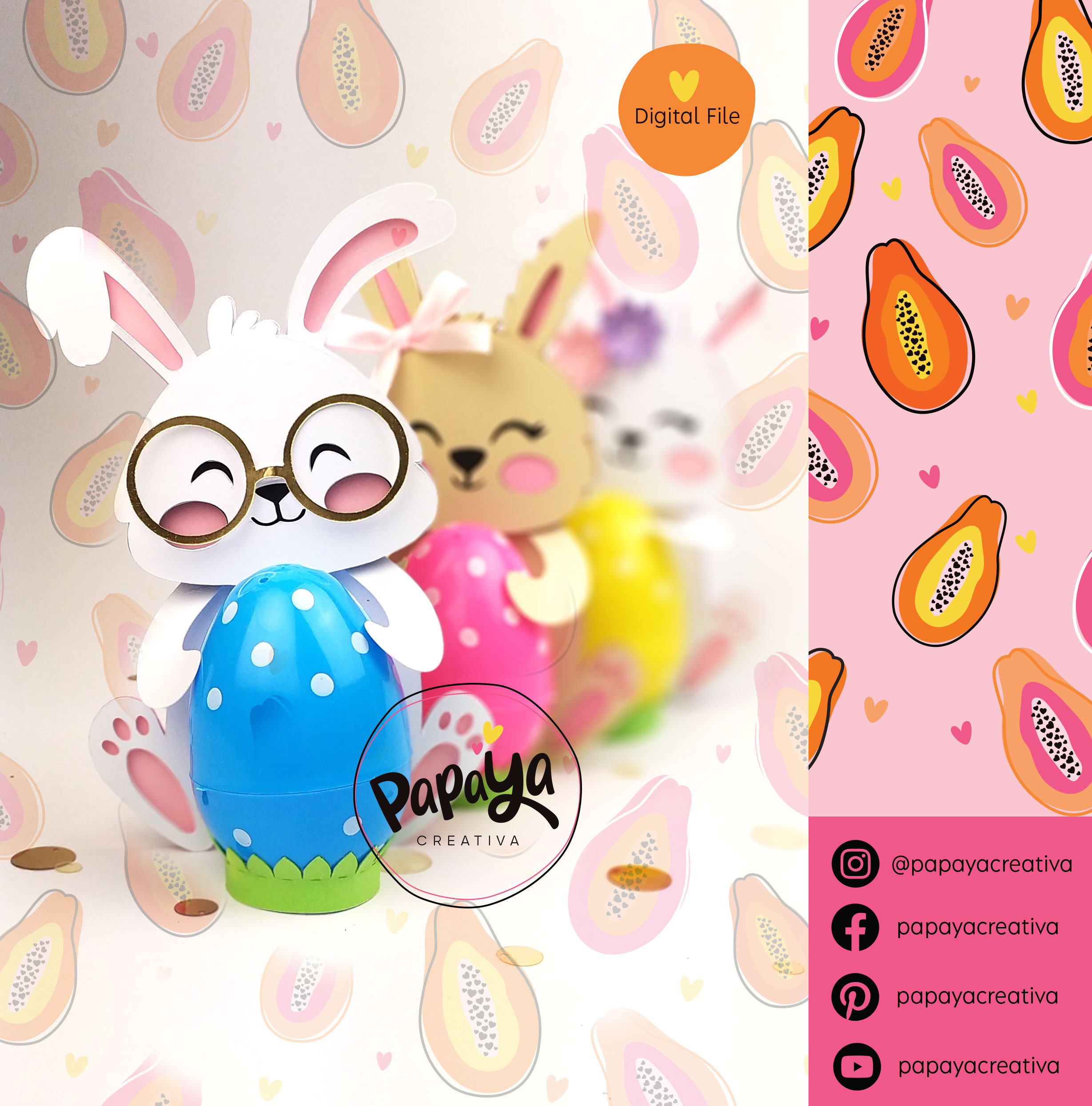 Cut Rabbits Easter Cut File 3 Bunnies (easter Party) - Etsy