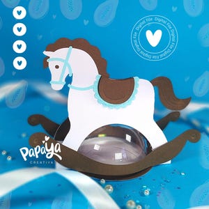 Porte-bonbons cheval à bascule Cut File *Système d'ouverture/fermeture facile* (Dôme 8 cm)