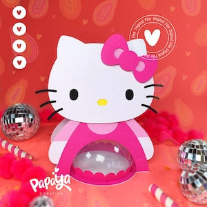 Portacaramelle a forma di gattino adorabile tagliato *Sistema di facile apertura/chiusura* (cupola 8 cm)