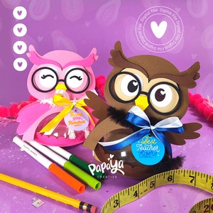 Adorable Owl Set DIGITAL FILE Candy Holder *Easy open/close system* (Dome 8cm)