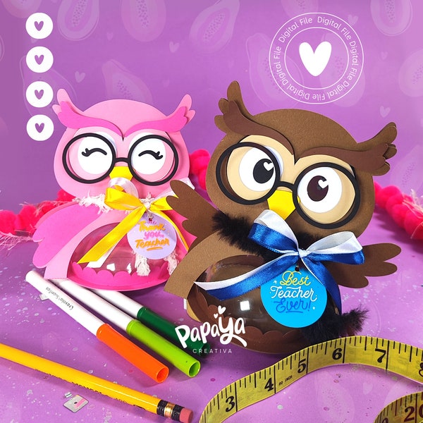 Cut File Adorable Owl Set Holder *Easy open/close system* (Dome 8cm)