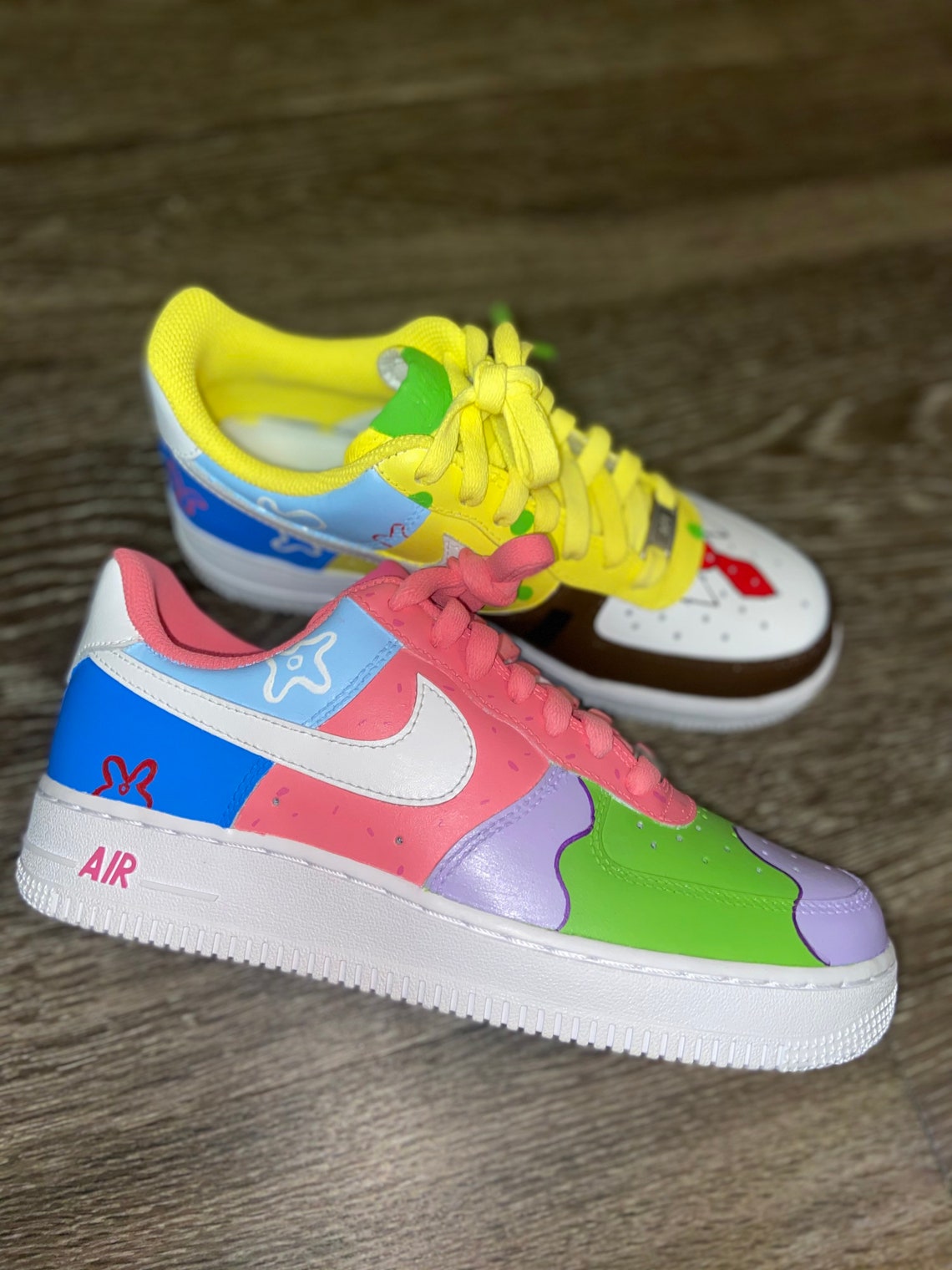 Nike Af1 spongebob and patrick | Etsy