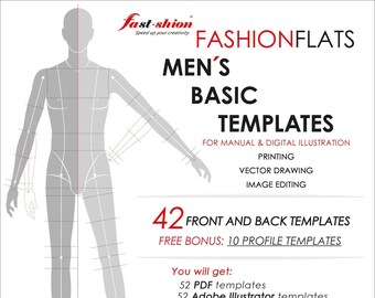 MEN'S BASIC TEMPLATES / for Manual and Digital Illustration / Illustrator /Procreate / Photoshop