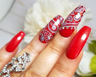 13 Coffin Red Bandana Nails - Mockups