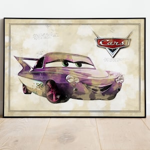 Flo Poster, Kidsart, Gift For Child, Cars Prints, Cars Poster, Cars Poster Canvas, Cars Wall Art, Cars Poster Art, Wall Decor, Cars Art,
