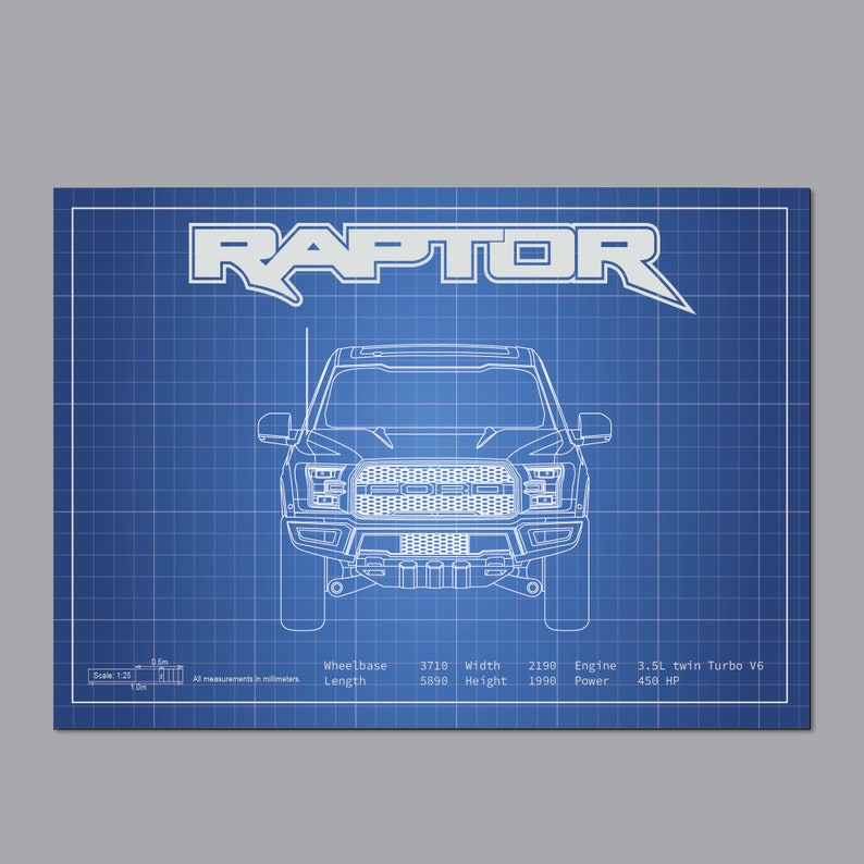 Ford Raptor Lay Out Ford Raptor, Raptor Blueprint, Raptor Poster, Car Blueprints, Car ...