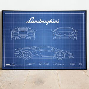 Avendator Poster, Lamborghini Picture, Car Blueprints, Car Poster, 1st Anniversary Gift, Wall Decor, Office Artwork, Car Prints, Blueprint