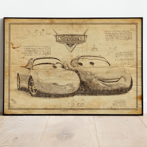 Sally, Lightning McQueen, Kidsart, Gift For Child, Cars Poster, Cars Poster PNG, Cars PNG, Cars Prints, Wall Decor, Cars Art, Nursery Poster