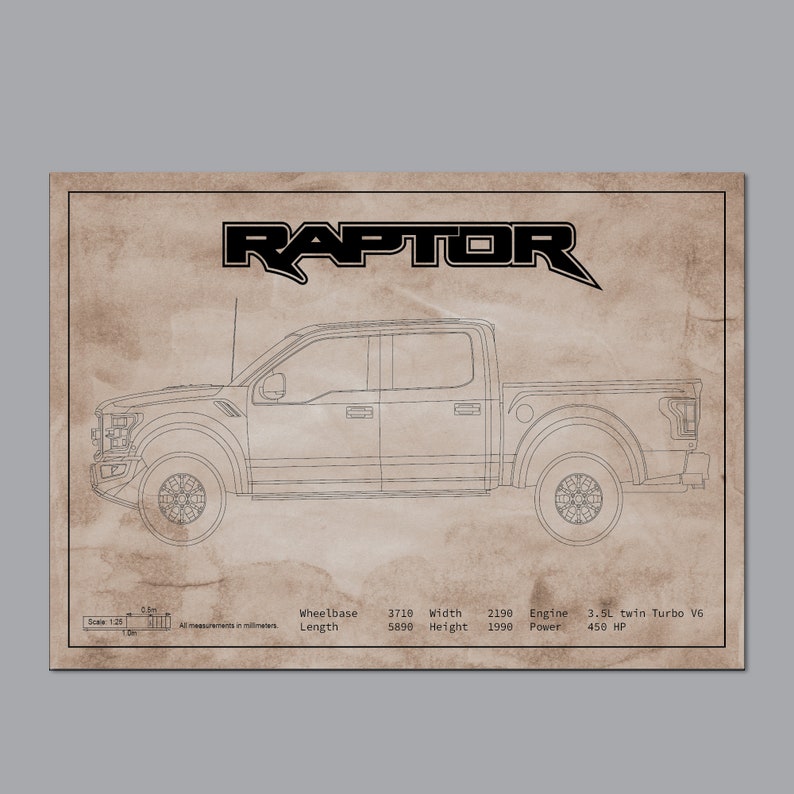Gen 2 Raptor, Ford Raptor, Raptor Poster, Raptor Blueprint, Car ...