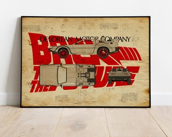 Delorean Poster, Delorean Print, Back To The Future, Movie Print, Car Poster, Gift For Him, Mancave Poster, Automotive Print, Delorean Art
