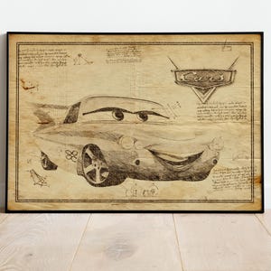 Lightning McQueen, Kidsart, Gift For Child, Cars Poster, Cars Prints, Cars Wall Art, Cars Poster Art, Wall Decor, Cars Art, Nursery Gift