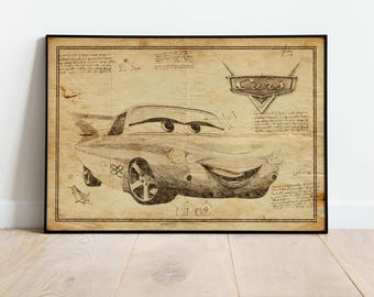 Lightning McQueen, Kidsart, Gift For Child, Cars Poster, Cars Prints, Cars Wall Art, Cars Poster Art, Wall Decor, Cars Art, Nursery Gift