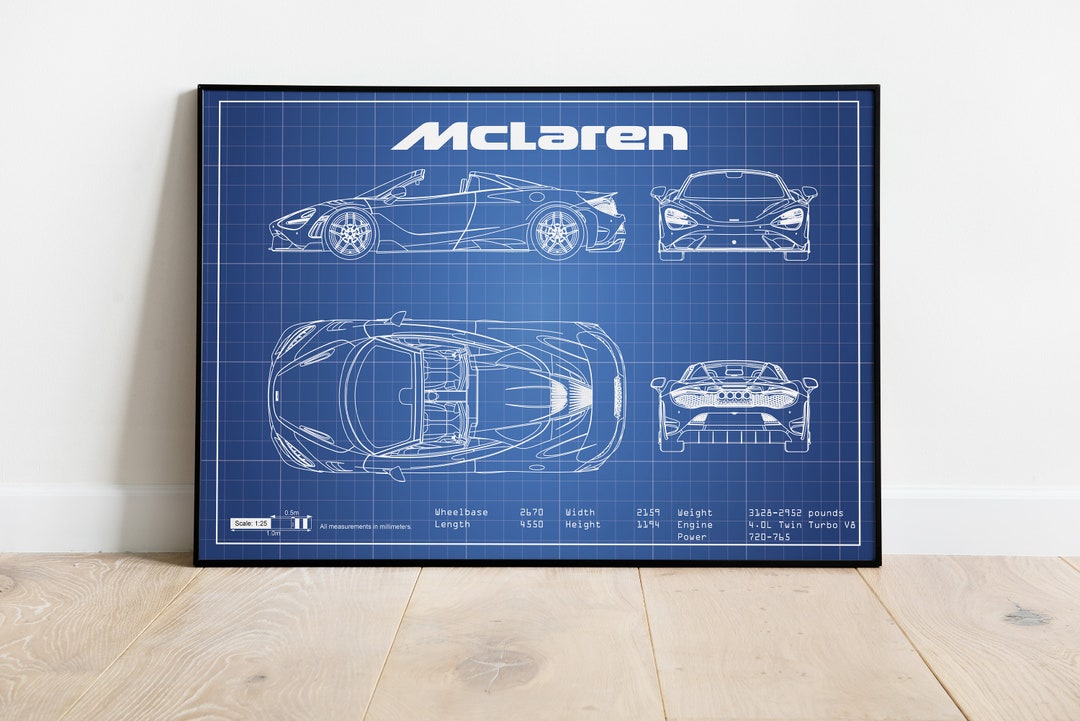 Poster of Mclaren, Car Blueprints, Car Poster, Gift for Car Guy, Gift ...
