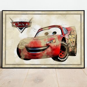 Lightning McQueen, Kidsart, Gift For Child, Cars Poster, Cars Movie Poster, Cars Wall Art, Cars Poster Art, Wall Decor, Cars Art, Nursery