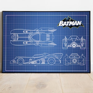 Poster of Batmobile, Gift For Him, Gift For Dad, Gift for Husband, Fathers Day, Wall Art, Man Cave Artwork, Car Art, Gift For Car Guy, Decor