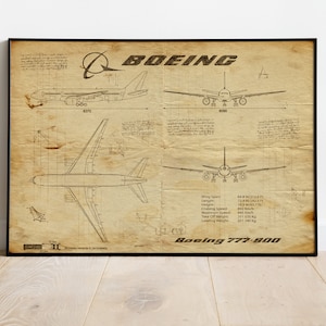 Plane Wall Art, Poster of 777, Gift For Pilot, Gift For Him, Aviation Wall Decor, Plane Poster, Aviation Decor, Pilot, Plane Art, Plane Gift