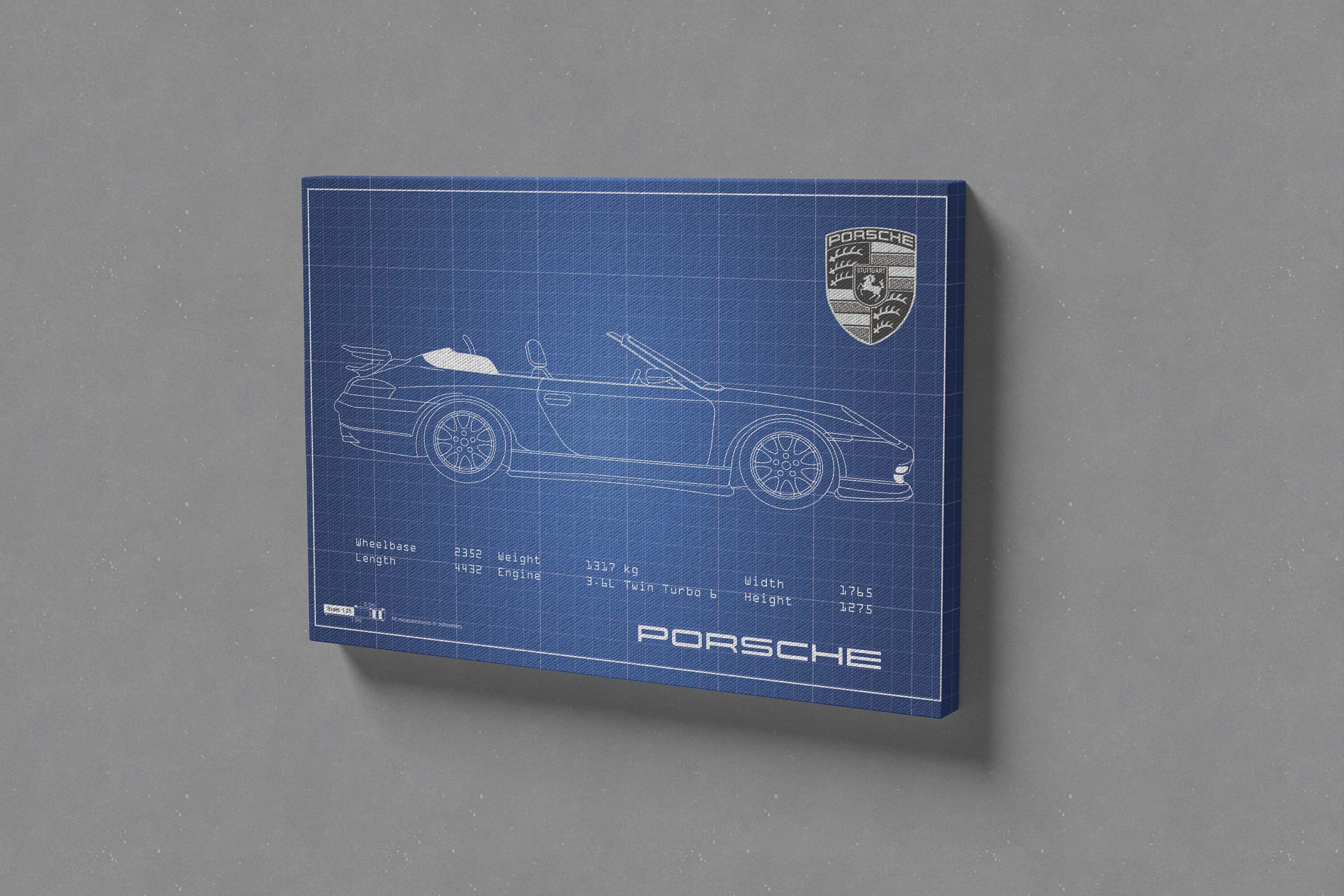 Porsche 911 Blueprint, Car Blueprints, Automobile Wall Decor, Car ...