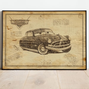 Doc Hudson Poster, Lightning McQueen, Kidsart, Gift For Child, Cars Poster, Cars Prints, Cars Wall Art, Cars Poster Art, Nursery Art, Cars