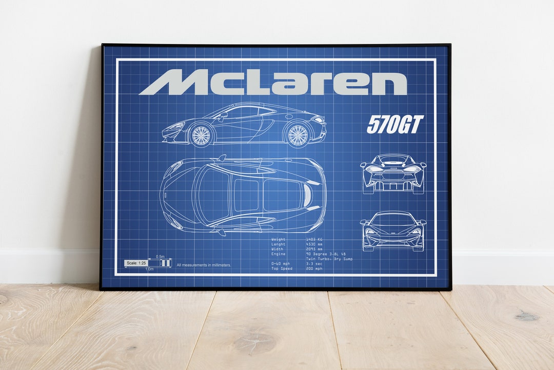 Mclaren GT570 Picture, Car Blueprints, Car Poster, Gift for Car Guy ...